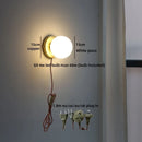 Axyaa White Glass Ball LED Wall Lamps Art Vintage Brass Stair Light Lampara Pared