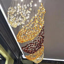 Axyaa Luxury Glass Stone LED Chandelier for Living Room, Modern Pendant Light
