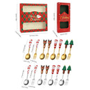 Axyaa Christmas Spoon Fork Set 2/4Pcs, Festive Dessert Fruit Fork, Santa Elk Doll Spoon