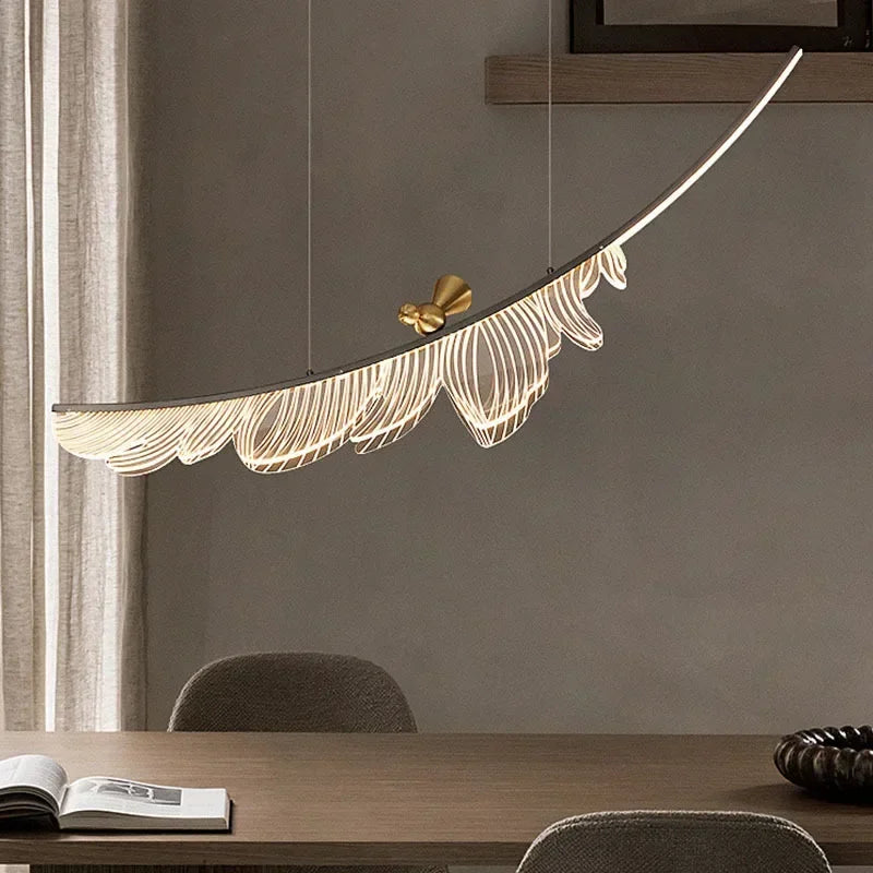 Axyaa Acrylic Feather LED Chandelier for Dining Room & Bar Lighting