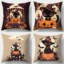 Axyaa Black Cat Pumpkin Halloween Pillow Cover - Sofa Bedroom Car Decor