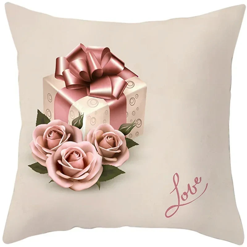 Axyaa Valentine's Day Parchment Pillow Set for Home Sofa, Square Pillowcase