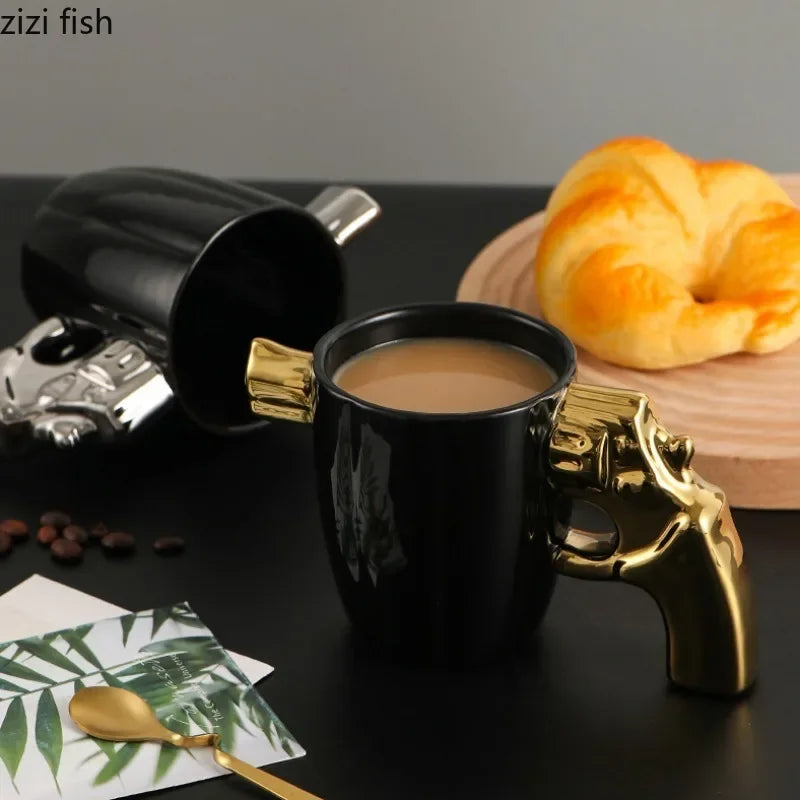 Axya Creative Pistol Ceramic Coffee Cup Set, Couple Water Glasses, Tea Mugs