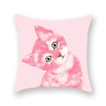 Floral Animal Painting Pillowcase Pink Cat Dog Llama Sofa Cushion Cover Home Decor