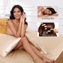 Axyaa Mulberry Silk Luxury Bed Sheet Set - 4/6pcs Bedroom Bedding King Queen Double Single