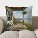Seaside Cabin Otter & Sailboat Pillow Cover by Axyaa for Sofa, Bedroom, Car