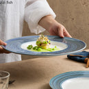 Axyaa Blue Ceramic Steak Dessert Pasta Plate Set - Molecular Cuisine Tableware