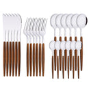 Axyaa Stainless Steel Wooden Handle Cutlery Set