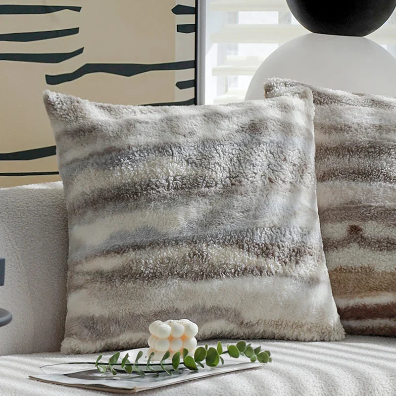 Axyaa Plush Gradient Rabbit Fur Cushion Cover 45x45cm for Sofa Living Room