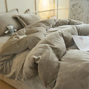 Axyaa Solid Flannel Bedding Set, Reversible Fleece Duvet Cover and Cozy Sheet with Pillowcases