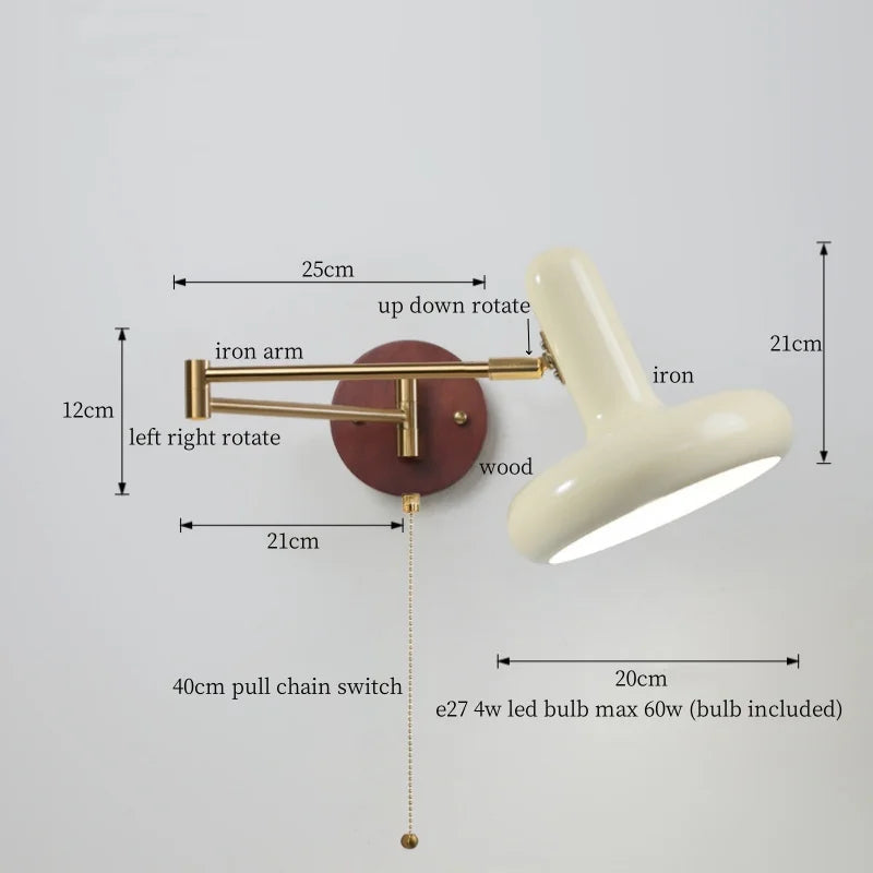 Axyaa White Pumpkin LED Wall Light - Swing Arm Nordic Modern Wandlamp