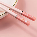 Axyaa Pink Flower Chopsticks Set - Non-slip PET Plastics Chinese Tableware