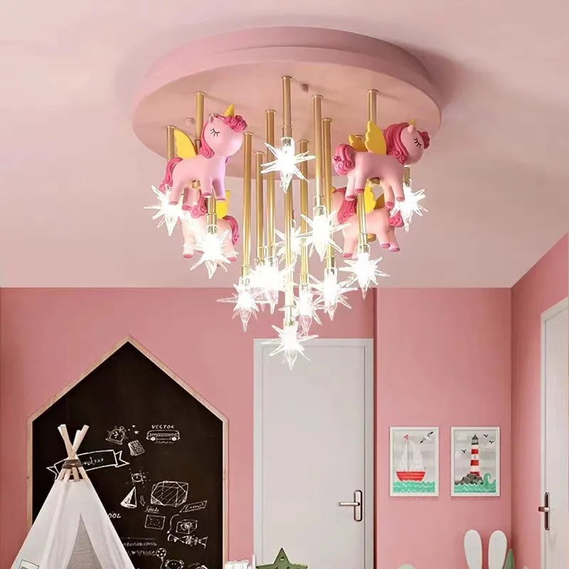 Axyaa Star Animal Ceiling Light for Kids Rooms - Kawaii Room Decor
