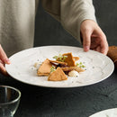 Axyaa White Underglaze Ceramic Flat and Round Plates: High-End Designer Home Cooking Collection