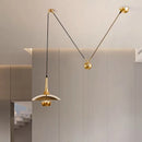 Axyaa Nordic Saucer Pulley Pendant Light: Adjustable Flying Saucer Lamp for Home and Commercial Spaces
