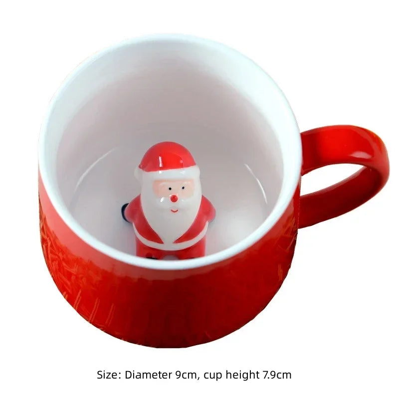 Axyaa Christmas Ceramic Couple Coffee Cup Set - Cute Xmas 3D Gift Mug