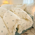 Axyaa Pink Tulip Duvet Set with Flat Sheet & Pillowcase Washed Cotton Queen Twin Full