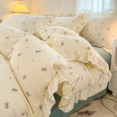 Axyaa Pink Tulip Duvet Set with Flat Sheet & Pillowcase Washed Cotton Queen Twin Full