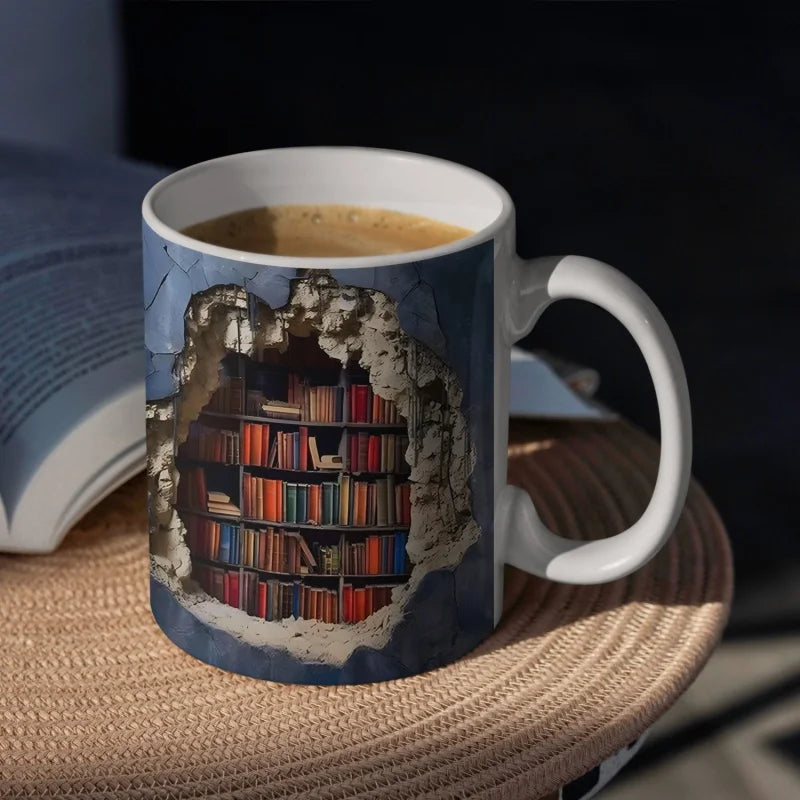 Axyaa Ceramic Library Book Mug Shelf Creative Space Design Coffee Cup Gift