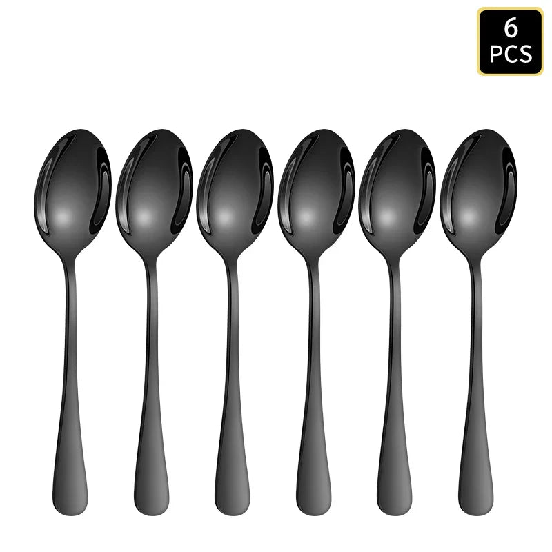 Axyaa Black Stainless Steel Cutlery Set - Knife, Fork, Spoon - 24pcs Home Hotel