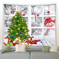 Axyaa Christmas Tapestry: Festive Snowman & Tree Print for Home Decor