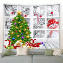 Axyaa Christmas Tapestry: Festive Snowman & Tree Print for Home Decor