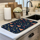 Christmas Tree Snow Stars Drying Mat - Non-Slip Absorbent Kitchen Placemat by Axyaa