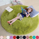 Axyaa Shaggy White Fluffy Round Rug, Soft Pink Carpet for Girls Bedroom and Living Room