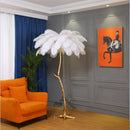 Axyaa Ostrich Feather Nordic Floor Lamp Gold Resin LED Light