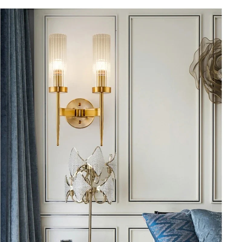 Axyaa Nordic LED Wall Sconce Metal Light Fixture European Style Bedroom Background Light