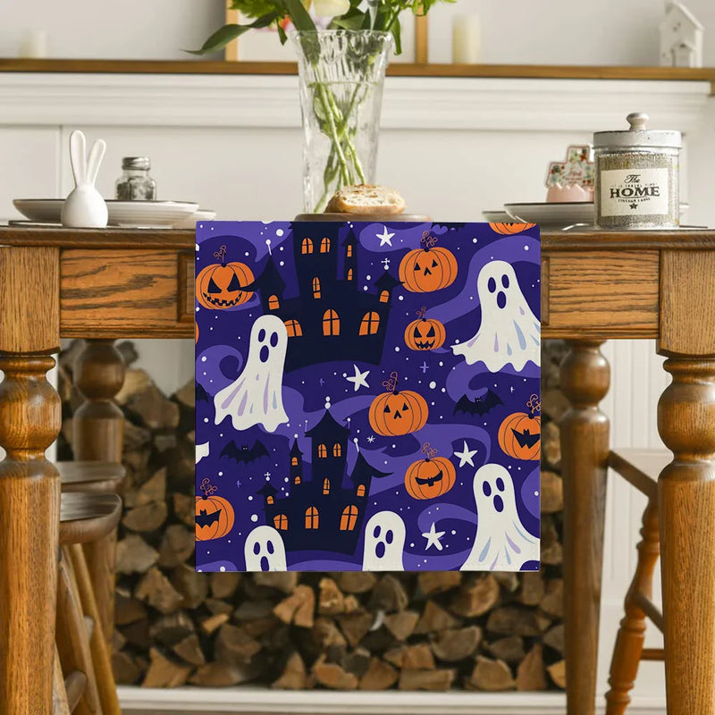 Axyaa Halloween Pumpkin Head Table Runner Dining Table Decorations