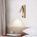 Axyaa Yellow Travertine Wood Wall Lamp: LED Up Down Rotate for Kids Bedroom, Bathroom, Stair