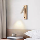 Axyaa LED Wall Lamps: Up Down Rotate, Yellow Travertine Wood Art Decor, Kids Bedroom, Bathroom