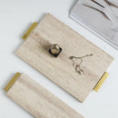 Axya Vintage Style Natural Storage Tray with Gold Handles