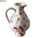 Axyaa Ceramic Vase: Irregular Surface Flower Pot for Desk Decoration and Floral Arrangement