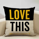 Axyaa Mustard Yellow Letter Style Cushion Cover 45x45cm Home Cafe Decor