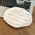 Axyaa Cute Bowknot Ceramic Plate: Korean Style 8" Dish for Dessert, Salad, Breakfast