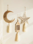 Ramadan Wooden Moon & Star Ornaments by Axyaa - Eid Decor & Ramadan Gift