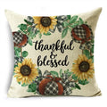 Axyaa Grey Pumpkin Sunflowers White Throw Pillowcase for Home Decor