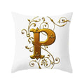 Axyaa European Gold 26 Letters Digital Printed Pillowcase for Home Decor