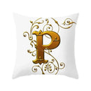 Axyaa European Gold 26 Letters Digital Printed Pillowcase for Home Decor
