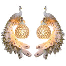 Axyaa Resin Art Peacock Wall Lamp: Retro Aesthetic European Style for Bedrooms and Corridors