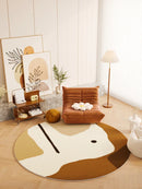 Axyaa Plush Retro Living Room Round Carpet: Soft Fluffy Rug for Bedroom & Cloakroom