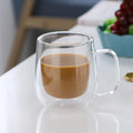 Axyaa Double Wall Glass Coffee Cup with Handle - Clear, Heat Resistant, Various Sizes