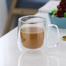 Axyaa Double Wall Glass Coffee Cup with Handle - Clear, Heat Resistant, Various Sizes