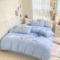 Axyaa Ice Cream Embroidered Bedding Set: Duvet Cover, Sheet, Pillowcases - Soft & Skin-friendly