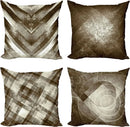 Axyaa Geometric Brown & Taupe 50x50 Pillow Cover Set for Modern Autumn Home Decor