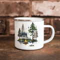 Axyaa Enamel Mug 11oz - Camping & Fishing Coffee Cup - Husband Birthday Gift