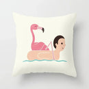 Axyaa Flamingo Pattern Cushion Cover 45*45cm