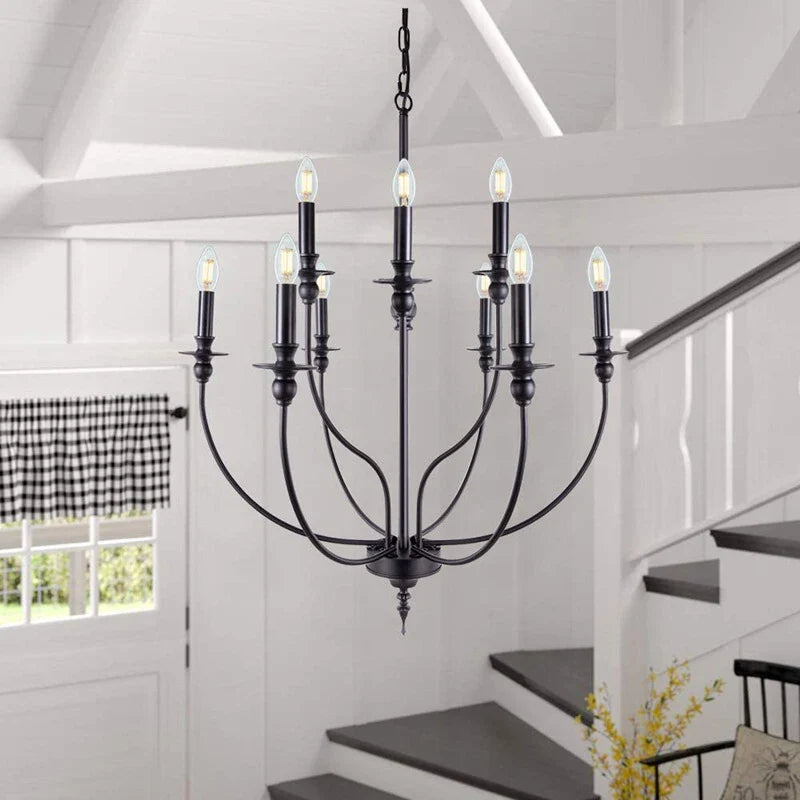 Axyaa Retro Industrial Chandelier with 9 E14 Candle Lights.